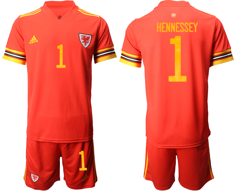 Men 2021 European Cup Welsh home red #1 Soccer Jersey->welsh jersey->Soccer Country Jersey